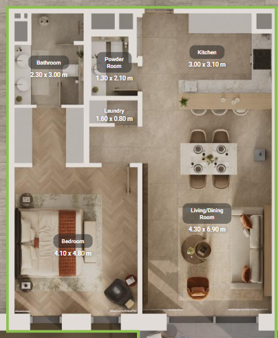 Virtual tour of Sama Yas 1 bedroom apartment featuring spacious interiors, balcony, and contemporary living space in Yas Island.