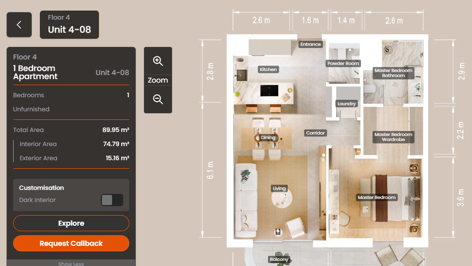 1 Bedroom Virtual Tour At Fahid Beach Terrace