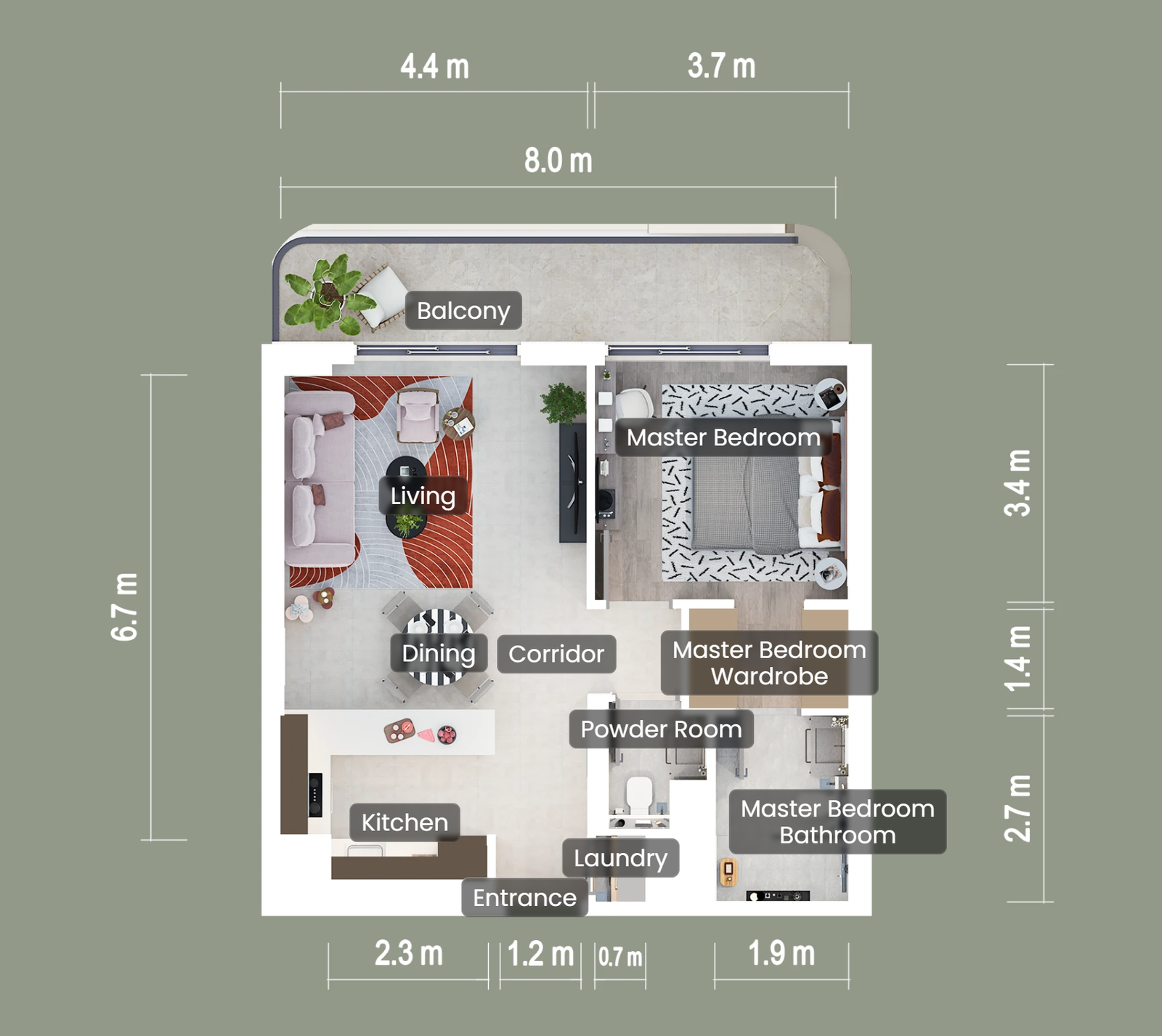 Yas Living 1 Bedroom Virtual Tour